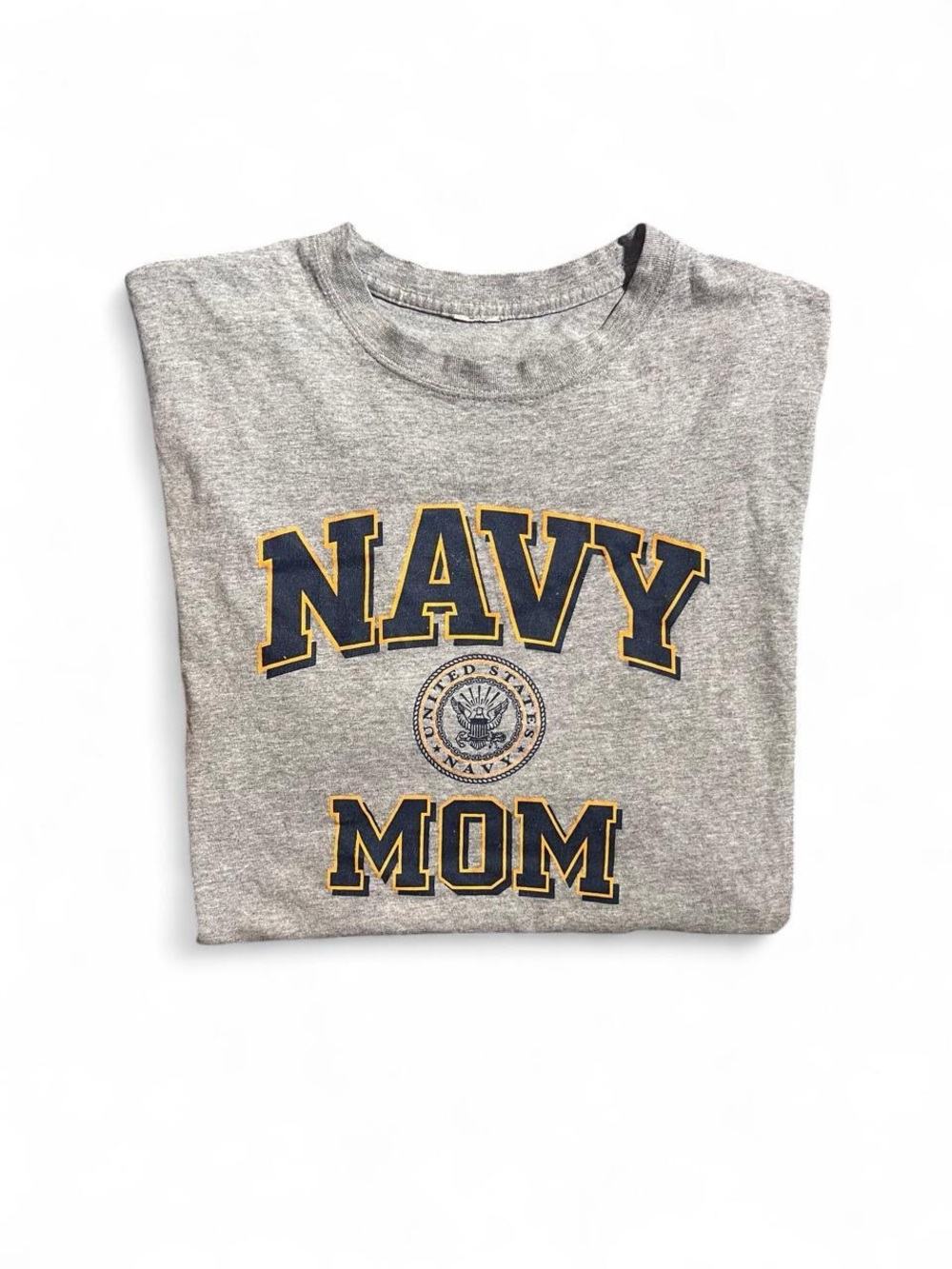 NAVY MOM Graphic Tee Gray Vintage Y2K